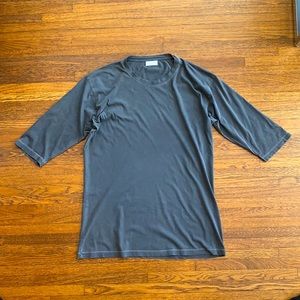 Men’s John Elliott Gray Cotton Jersey Elongated Baseball Short Sleeve Tee Shirt